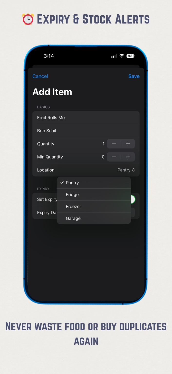Expiry alerts and stock management notifications